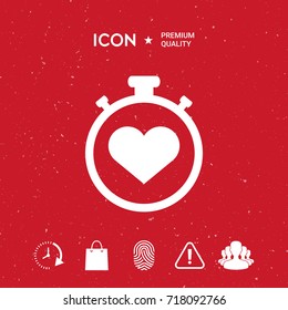 Stopwatch with heart symbol - icon. Heart Timer sign