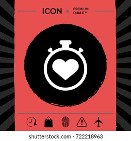 Stopwatch with heart symbol - icon. Heart Timer sign
