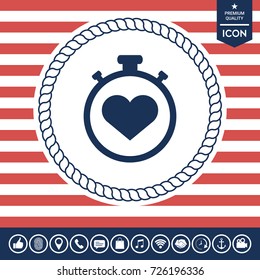 Stopwatch with heart symbol - icon. Heart Timer sign