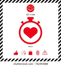 Stopwatch with heart symbol - icon. Heart Timer sign