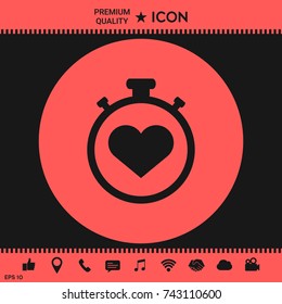 Stopwatch with heart symbol - icon. Heart Timer sign