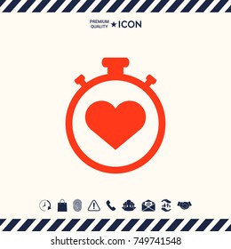 Stopwatch with heart symbol - icon. Heart Timer sign