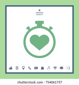 Stopwatch with heart symbol - icon. Heart Timer sign
