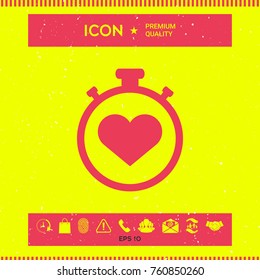 Stopwatch with heart symbol - icon. Heart Timer sign