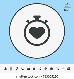 Stopwatch with heart symbol - icon. Heart Timer sign