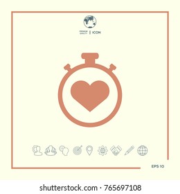 Stopwatch with heart symbol - icon. Heart Timer sign