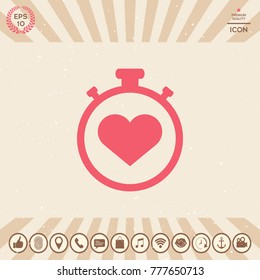 Stopwatch with heart symbol - icon. Heart Timer sign