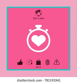 Stopwatch with heart symbol - icon. Heart Timer sign