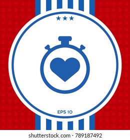 Stopwatch with heart symbol - icon. Heart Timer sign