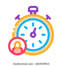 Stopwatch Human Icon Vector. Outline Stopwatch Human Sign. Isolated Contour Symbol Illustration