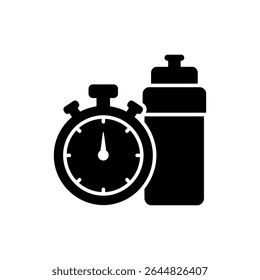 Stopwatch and Hydration Bottle Symbolizing Timed Water Intake