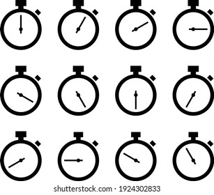 Stopwatch icon 12 variation set