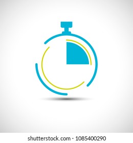 Stopwatch Icon 15 Minutes Simple Line Pocket Watch Logo Vector Illustration