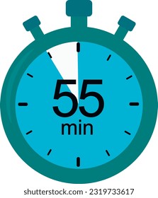 Stopwatch icon. 55 minutes. timer vector graphics