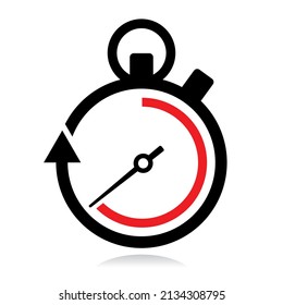 stopwatch icon with arrow, vector illustration