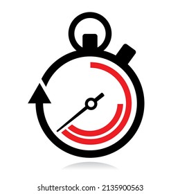 Stoppuhr-Symbol mit Pfeil, Vektorgrafik