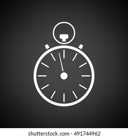 Stopwatch icon. Black background with white. Vector illustration.