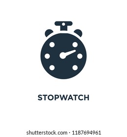 Stopwatch icon. Black filled vector illustration. Stopwatch symbol on white background. Can be used in web and mobile.