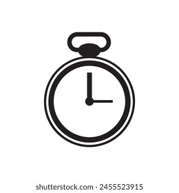 Stopwatch icon. Black Stopwatch icon on white background. Vector illustration