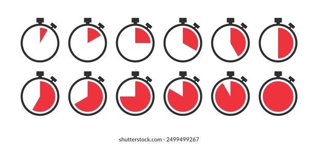 stopwatch icon black red vector icons design isolated white background