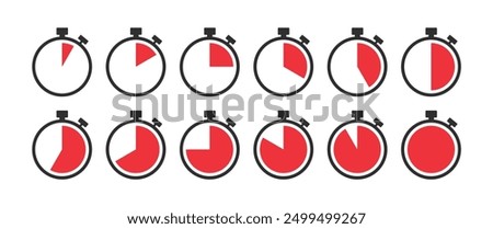 stopwatch icon black red vector icons design isolated white background