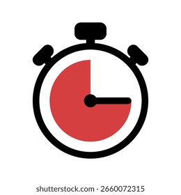 Stopwatch icon. Black vector illustration.