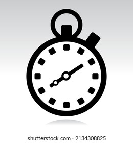 icono de cronómetro, negro y blanco, ilustración vectorial
