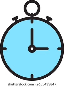 Icono de cronómetro con cara azul y contorno negro
