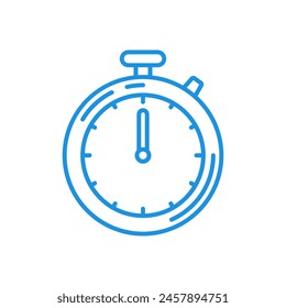 Stopwatch icon with blue linear design on white background