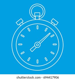 Stopwatch icon blue outline style isolated vector illustration. Thin line sign