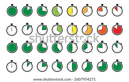 stopwatch icon bundle with color change time timer clock