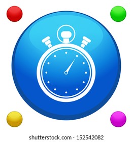 Stopwatch icon button vector with 4 color background included 