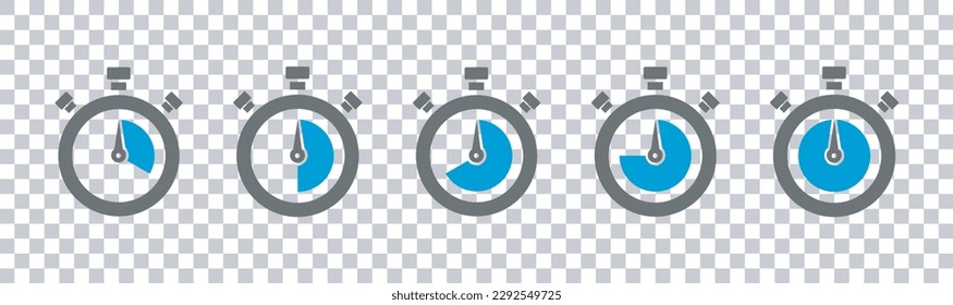 Stopwatch icon or Chronometer icon thin lines Flat Icon Solid style,  stop watch timer flat vector icon for apps and websites. Vector Illustration.