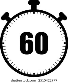 Stopwatch icon, clock icon, Countdown timer symbol, Sport clock, timer symbol, 60 Minutes time
