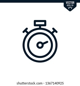 Stopwatch icon collection in outlined or line art style, editable stroke vector
