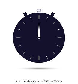 Stopwatch icon. Dark color isolated on white background. Flat style. Vector illustration