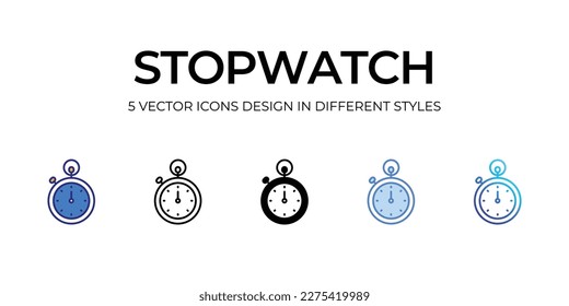 cronómetro Diseño de iconos en estilo Cinco con Accionamiento editable. Línea, Sólido, Línea plana, Color de tono Duo y Línea de degradado de color. Adecuado para diseño de páginas Web, aplicaciones móviles, UI, UX y GUI.