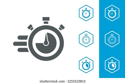 Stopwatch icon are designed in a simple, trendy flat style.Classic stop watch timer icon in 4 styles in vector illustration
