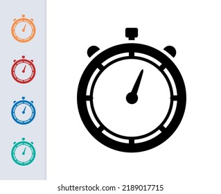 stopwatch icon in different style vector illustration. two colored and black stopwatch vector icons designed in filled, outline, line and stroke style can be used for web, mobile, ui.
