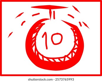 Stopwatch icon in Doodle style.hand drawn sign of ten second timer. Stopwatch icon