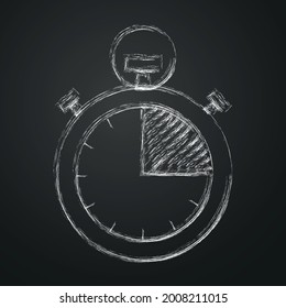 
Stopwatch icon drawn with chalk on a chalk board background. Competition sports watch. Vector illustration of EPS 10.
