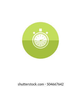 Stopwatch icon in flat color circle style. Speed, time, deadline