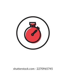 Icono de Stopwatch en color plano. Temporizador de paro de administración de tiempo