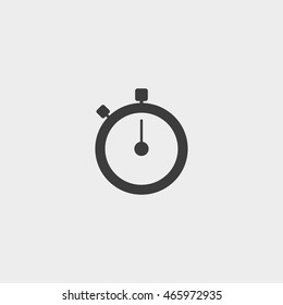 Stopwatch icon in a flat design in black color. Vector illustration eps10