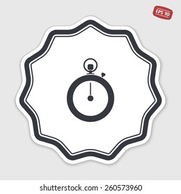 Stopwatch icon. Flat design style. Made in vector illustration. Emblem or label with shadow.