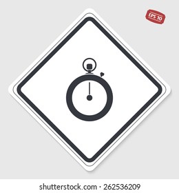 Stopwatch icon. Flat design style. Made in vector illustration. Emblem or label with shadow.