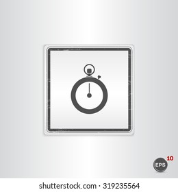 Stopwatch icon. Flat design style. Made in vector illustration. Emblem or label with shadow.