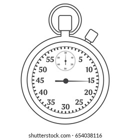 Stopwatch icon flat design. Vector monochrome illustration isolated on white background