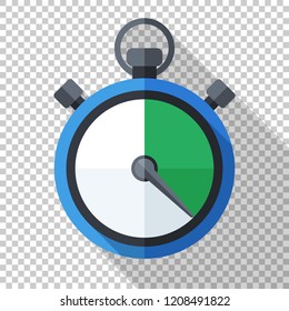 Stopwatch icon in flat style on transparent background