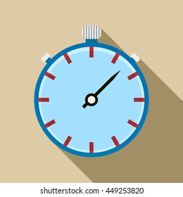 Stopwatch icon in flat style on a beige background